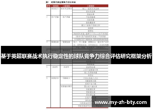 基于英超联赛战术执行稳定性的球队竞争力综合评估研究框架分析 基于英超联赛战术执行稳定性的球队竞争力综合评估研究框架分析